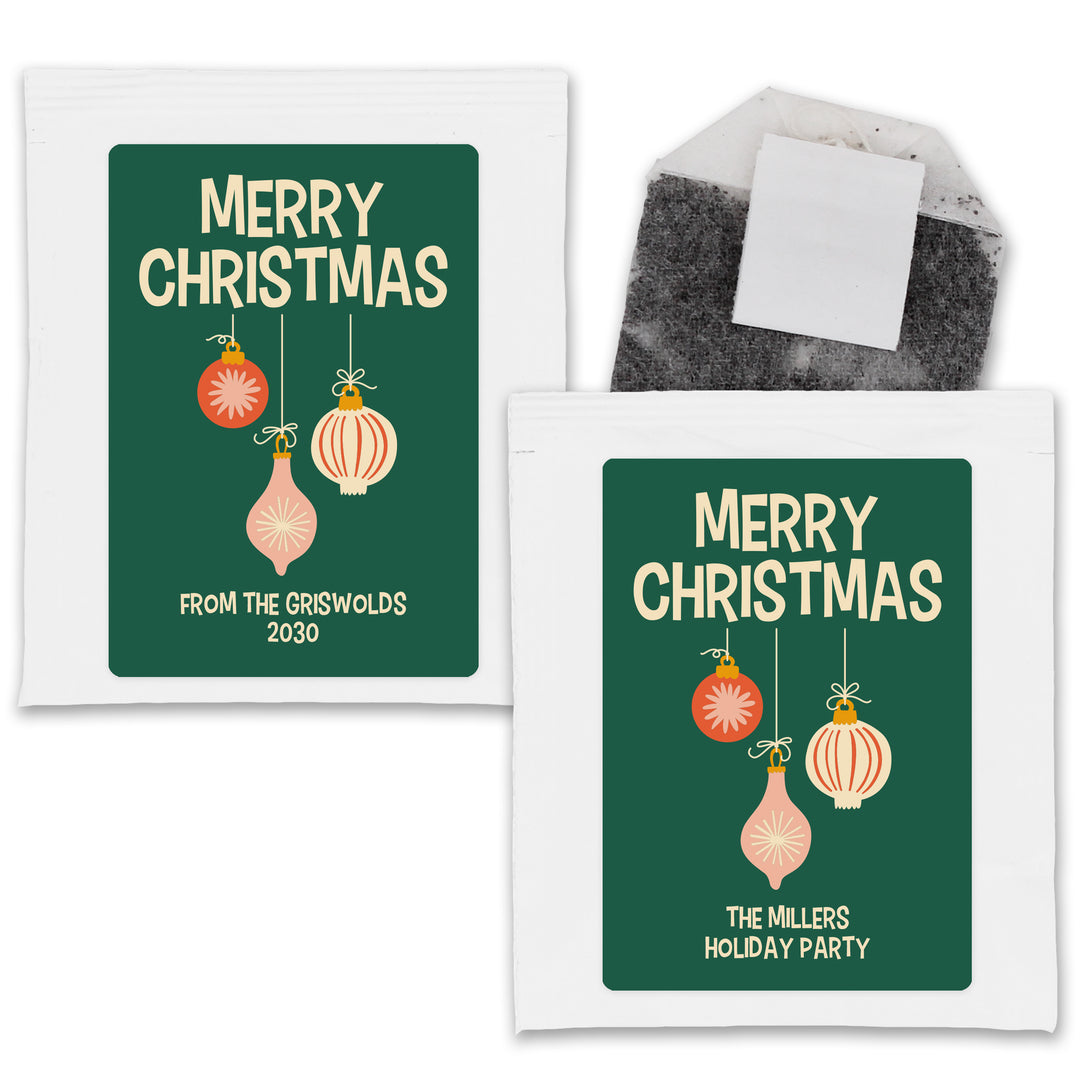 Christmas Party Tea Favors, Personalized Tea Bags, Mid-Century Christmas Tea