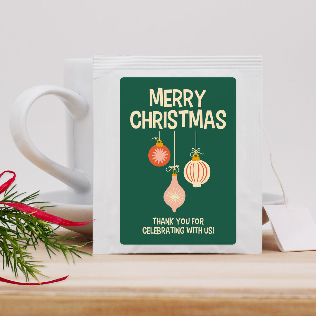 Christmas Party Tea Favors, Personalized Tea Bags, Mid-Century Christmas Tea