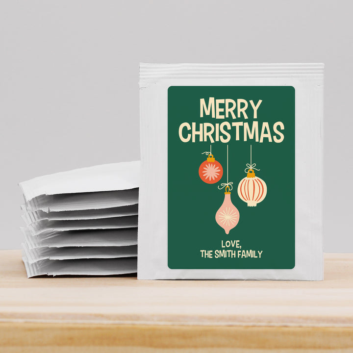Christmas Party Tea Favors, Personalized Tea Bags, Mid-Century Christmas Tea