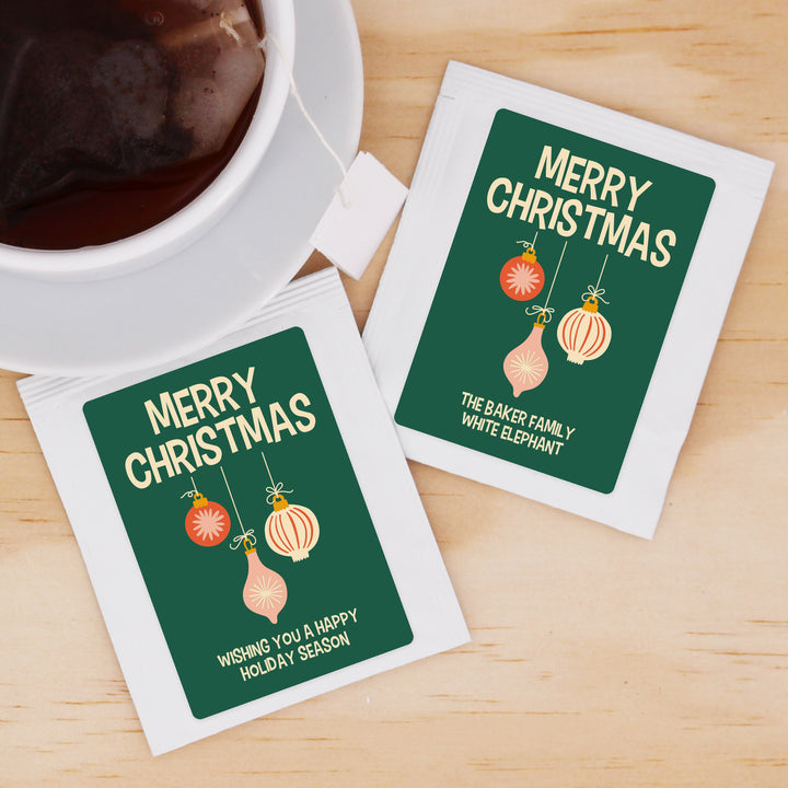 Christmas Party Tea Favors, Personalized Tea Bags, Mid-Century Christmas Tea