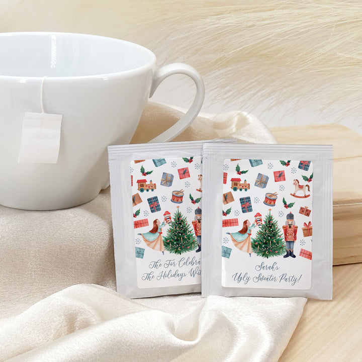 Personalized Christmas Tea Favors, Christmas Tea Party, Nutcracker