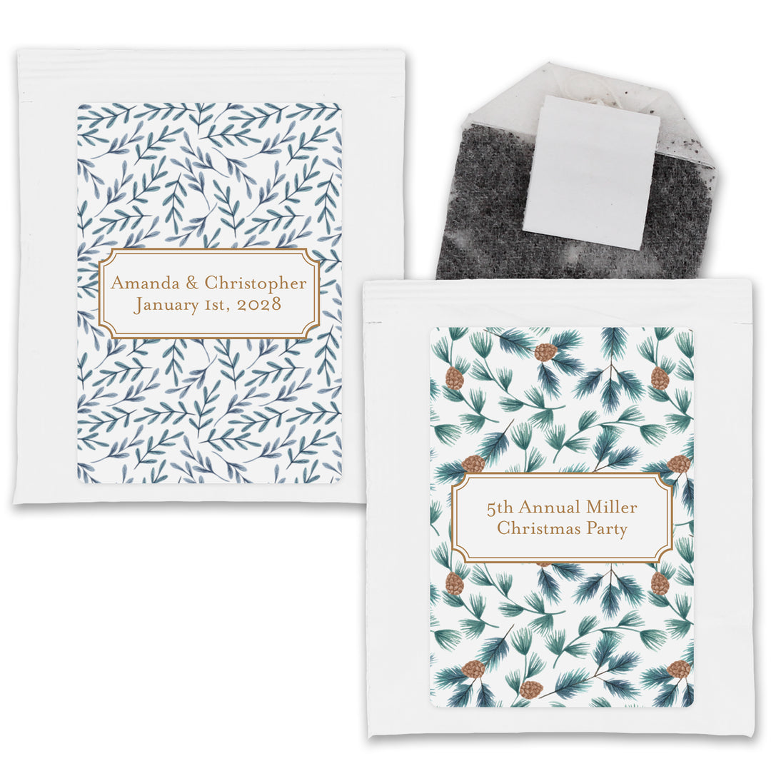 Personalized Christmas Tea Favors, Christmas Tea Party, Winter Patterns