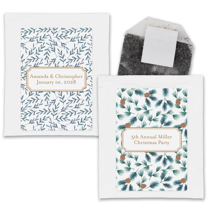 Personalized Christmas Tea Favors, Christmas Tea Party, Winter Patterns