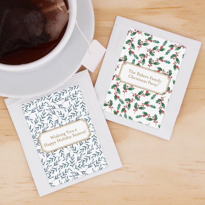 Personalized Christmas Tea Favors, Christmas Tea Party, Winter Patterns