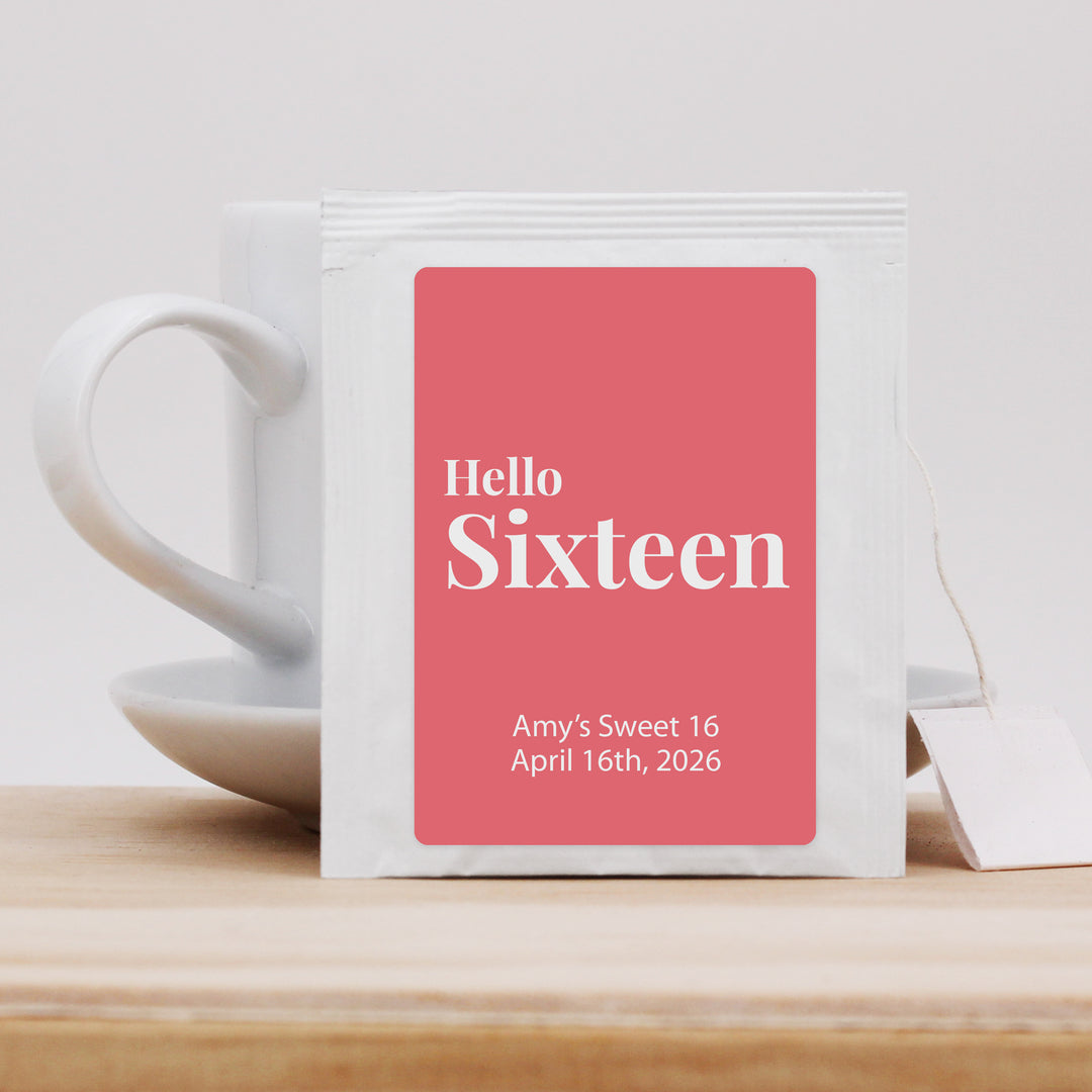 Birthday Party Tea Favors, Hello Number Milestone Birthday