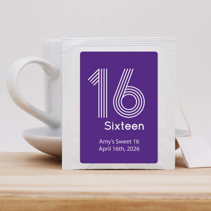 Birthday Party Tea Favors, Retro Stripe Milestone Birthday