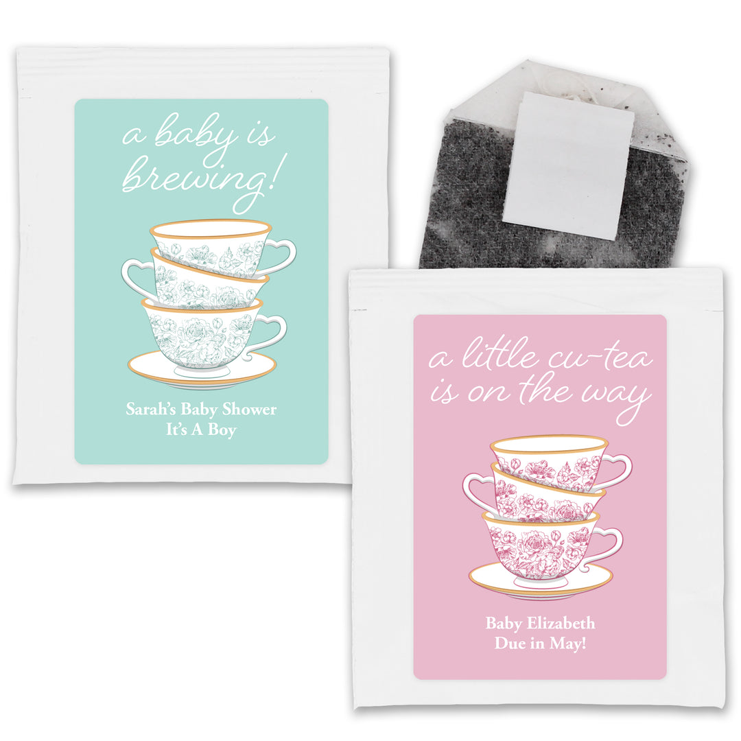 Baby Shower Tea Favors, French Toile, Chinoiserie Tea Cup Favors