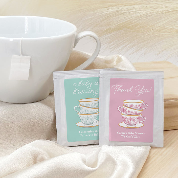 Baby Shower Tea Favors, French Toile, Chinoiserie Tea Cup Favors