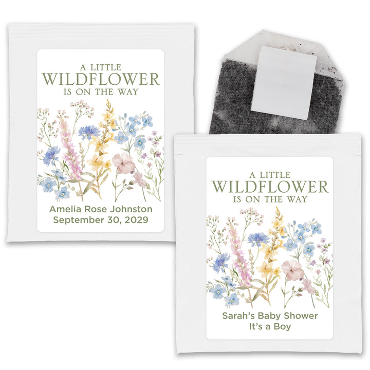 A Little Wildflower is on the Way, Baby Shower Tea Bags