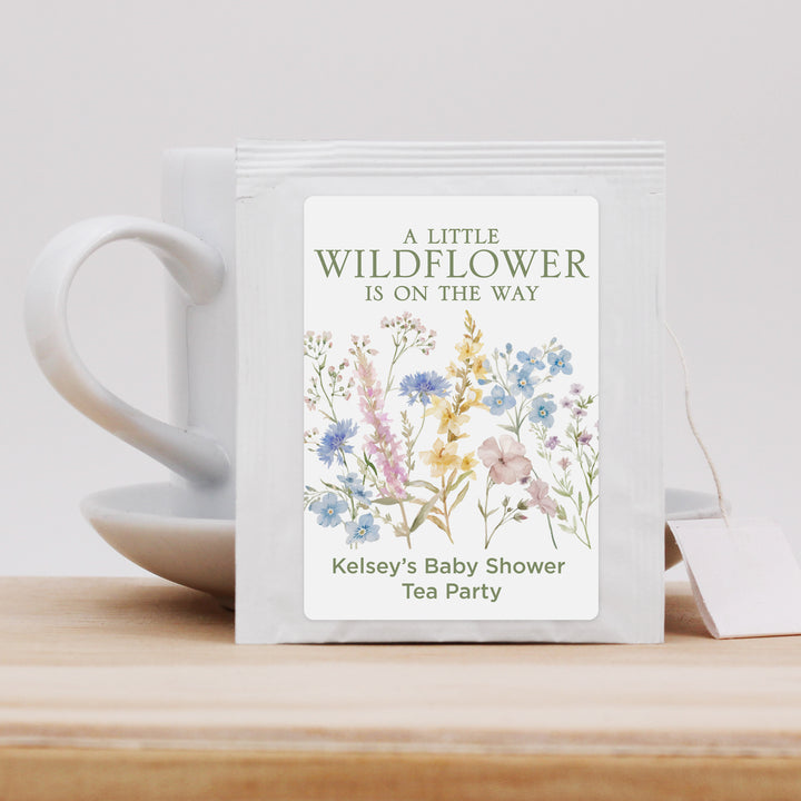 A Little Wildflower is on the Way, Baby Shower Tea Bags