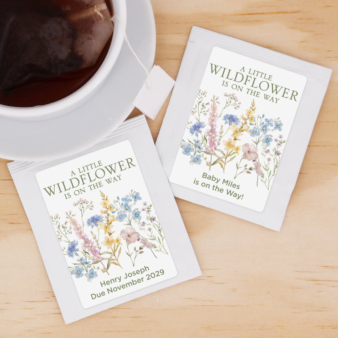 A Little Wildflower is on the Way, Baby Shower Tea Bags