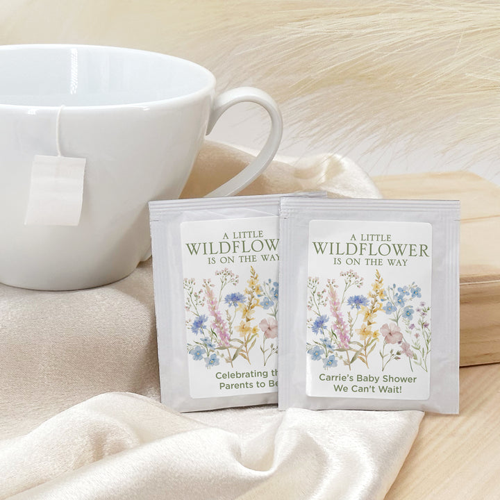 A Little Wildflower is on the Way, Baby Shower Tea Bags