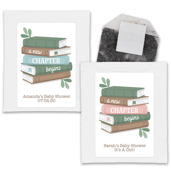 A New Chapter Begins Baby Shower Tea Favor, Book Themed Baby Shower, Personalized Tea Bags