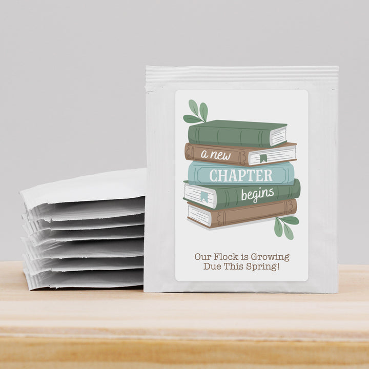 A New Chapter Begins Baby Shower Tea Favor, Book Themed Baby Shower, Personalized Tea Bags