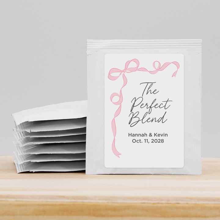 Wedding Favor Personalized Tea Bags, Hand Drawn Ribbon, Tying the Knot
