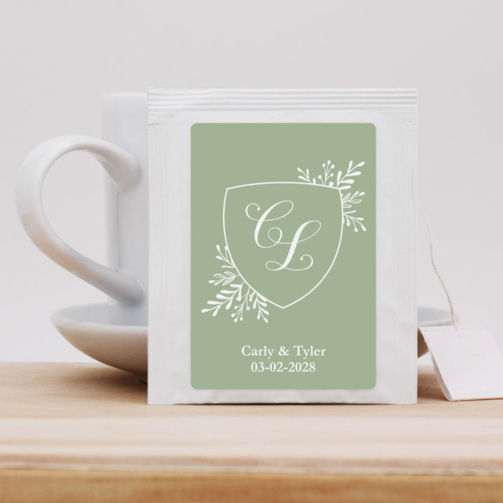 Wedding Favor Personalized Tea Bags, Wedding Initials, Wedding Monogram Crest