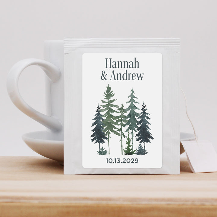 Watercolor Pine Trees Tea Bag Favors