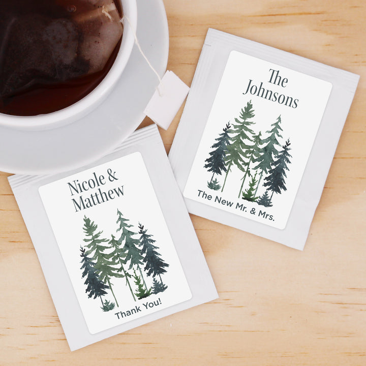 Watercolor Pine Trees Tea Bag Favors