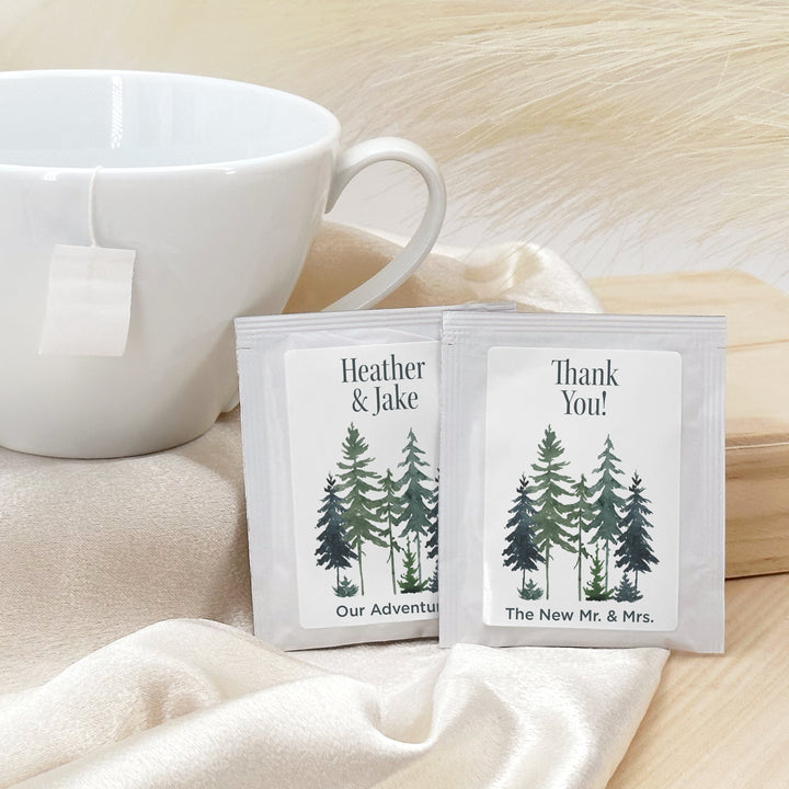 Watercolor Pine Trees Tea Bag Favors