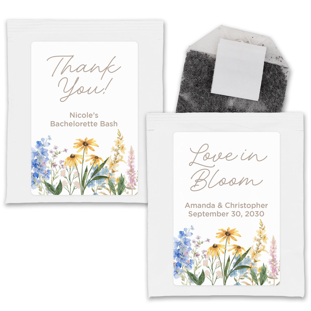 Let Love Grow Wedding Favor Tea, Wildflower Themed Bridal Shower Favors