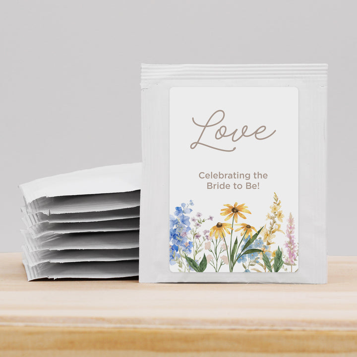 Let Love Grow Wedding Favor Tea, Wildflower Themed Bridal Shower Favors