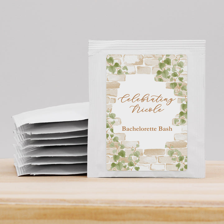 Tea Wedding Favors, Bridal Shower Tea Party, Cottage Wedding, Stone Wall with Vines