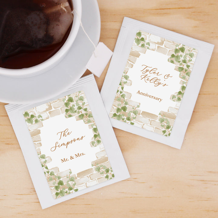 Tea Wedding Favors, Bridal Shower Tea Party, Cottage Wedding, Stone Wall with Vines