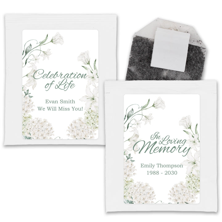 In Loving Memory Funeral Tea Favors, Forever in our Hearts, Memorial Tea Bags