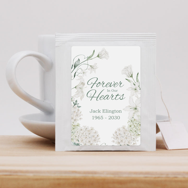 In Loving Memory Funeral Tea Favors, Forever in our Hearts, Memorial Tea Bags