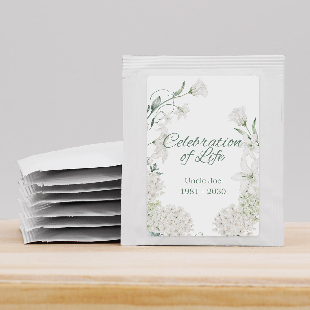 In Loving Memory Funeral Tea Favors, Forever in our Hearts, Memorial Tea Bags