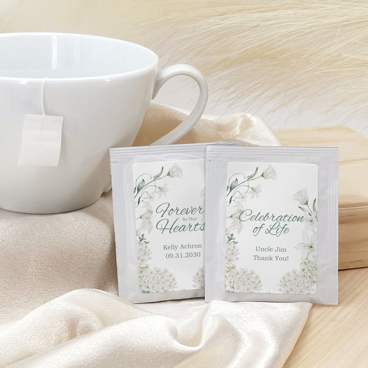 In Loving Memory Funeral Tea Favors, Forever in our Hearts, Memorial Tea Bags