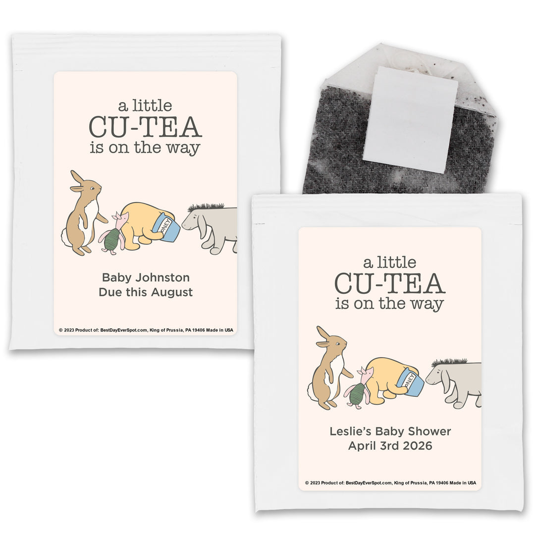 Classic Winnie the Pooh, Baby Shower Tea Bags, Baby Shower Favors, A Little Cu-Tea is on the Way