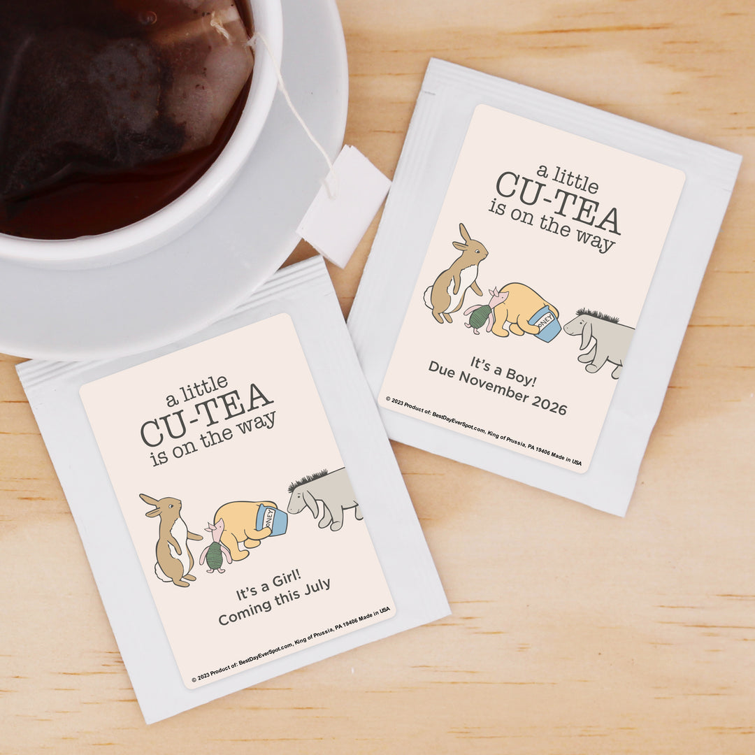 Classic Winnie the Pooh, Baby Shower Tea Bags, Baby Shower Favors, A Little Cu-Tea is on the Way