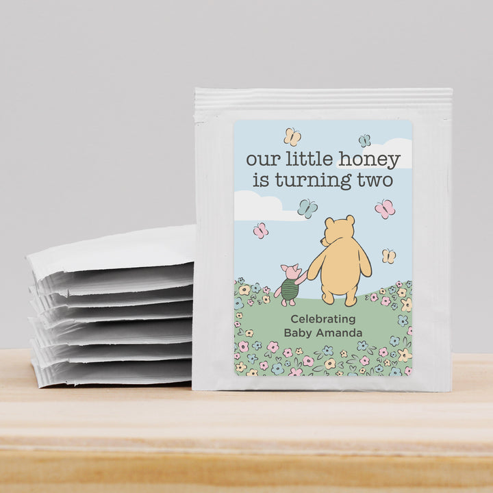Personalized Tea Bags, Classic Winnie the Pooh Birthday Tea Favors, Our Little Honey Turning One, Winnie the Pooh & Piglet Blue Skies