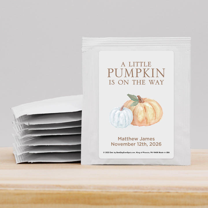 Personalized Baby Shower Tea Bags, Baby Shower Tea Party, A Little Pumpkin is on the Way Tea Bags
