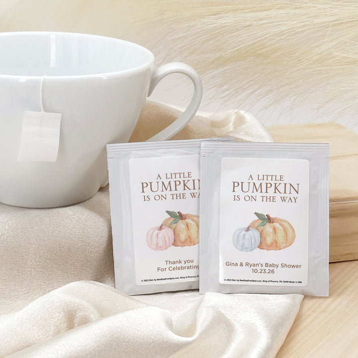 Personalized Baby Shower Tea Bags, Baby Shower Tea Party, A Little Pumpkin is on the Way Tea Bags