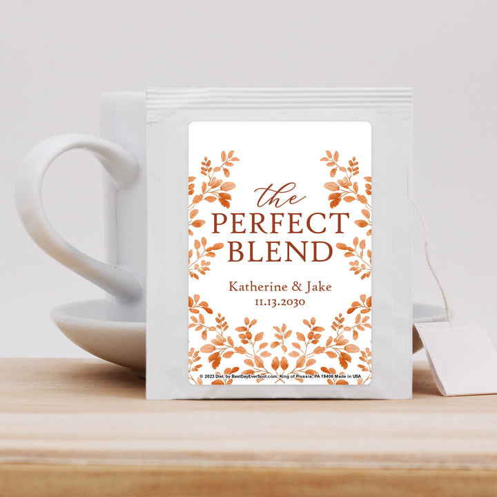 The Perfect Blend Tea Wedding Favors, Fall Bridal Shower Tea Party, Autumn Leaves