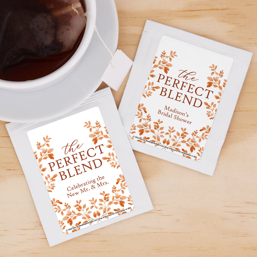 The Perfect Blend Tea Wedding Favors, Fall Bridal Shower Tea Party, Autumn Leaves