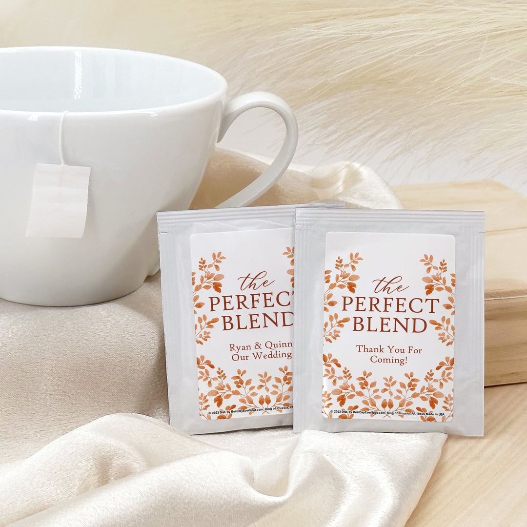 The Perfect Blend Tea Wedding Favors, Fall Bridal Shower Tea Party, Autumn Leaves