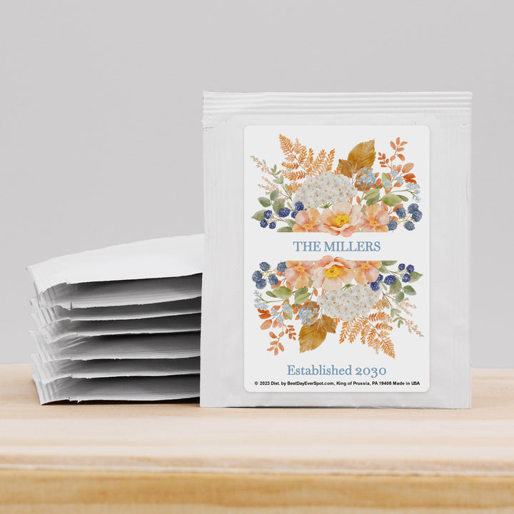 The Perfect Blend Tea Wedding Favors, Fall Bridal Shower Tea Party, Peach &amp; Blue Florals