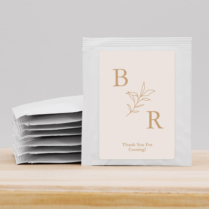 Wedding Favor Personalized Tea Bags, Wedding Initials, Botanical Monogram Tea