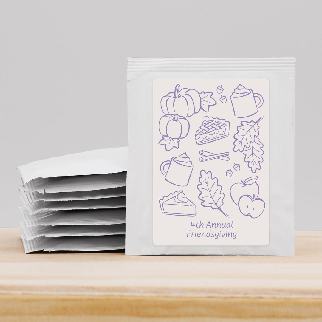 Fall Doodle Tea Bag Favors, Bridal Shower, Friendsgiving, Wedding Favors