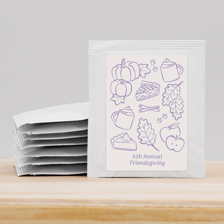 Fall Doodle Tea Bag Favors, Bridal Shower, Friendsgiving, Wedding Favors