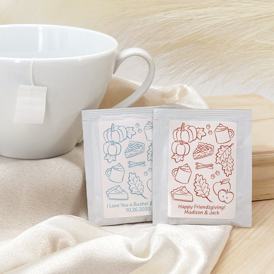 Fall Doodle Tea Bag Favors, Bridal Shower, Friendsgiving, Wedding Favors
