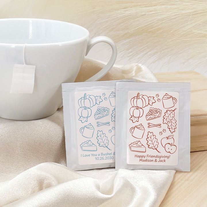 Fall Doodle Tea Bag Favors, Bridal Shower, Friendsgiving, Wedding Favors