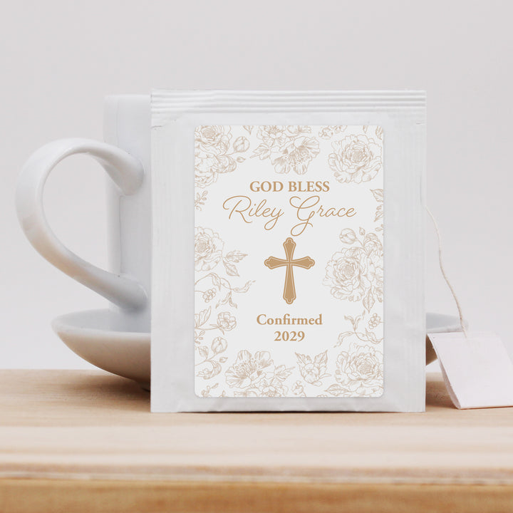 Baptism Tea Favors, First Holy Communion Tea Favors, Chinoiserie Toile Baptism Tea Bags