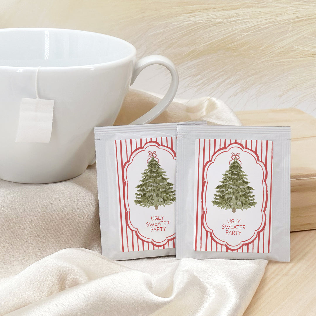 Christmas Tree Stripe, Tea Bag Favors
