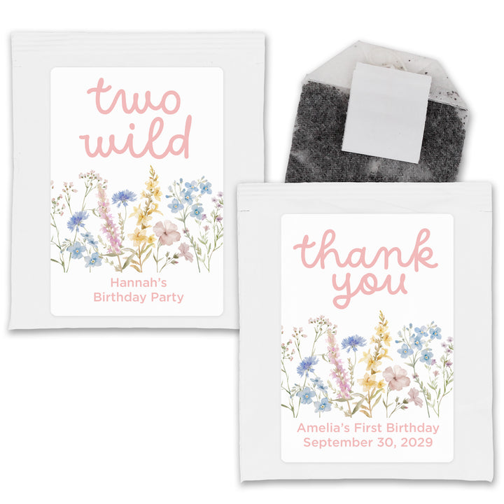 Little Wildflower Birthday, Wild One, Two Wild, Wild & Three, Birthday Tea Bags