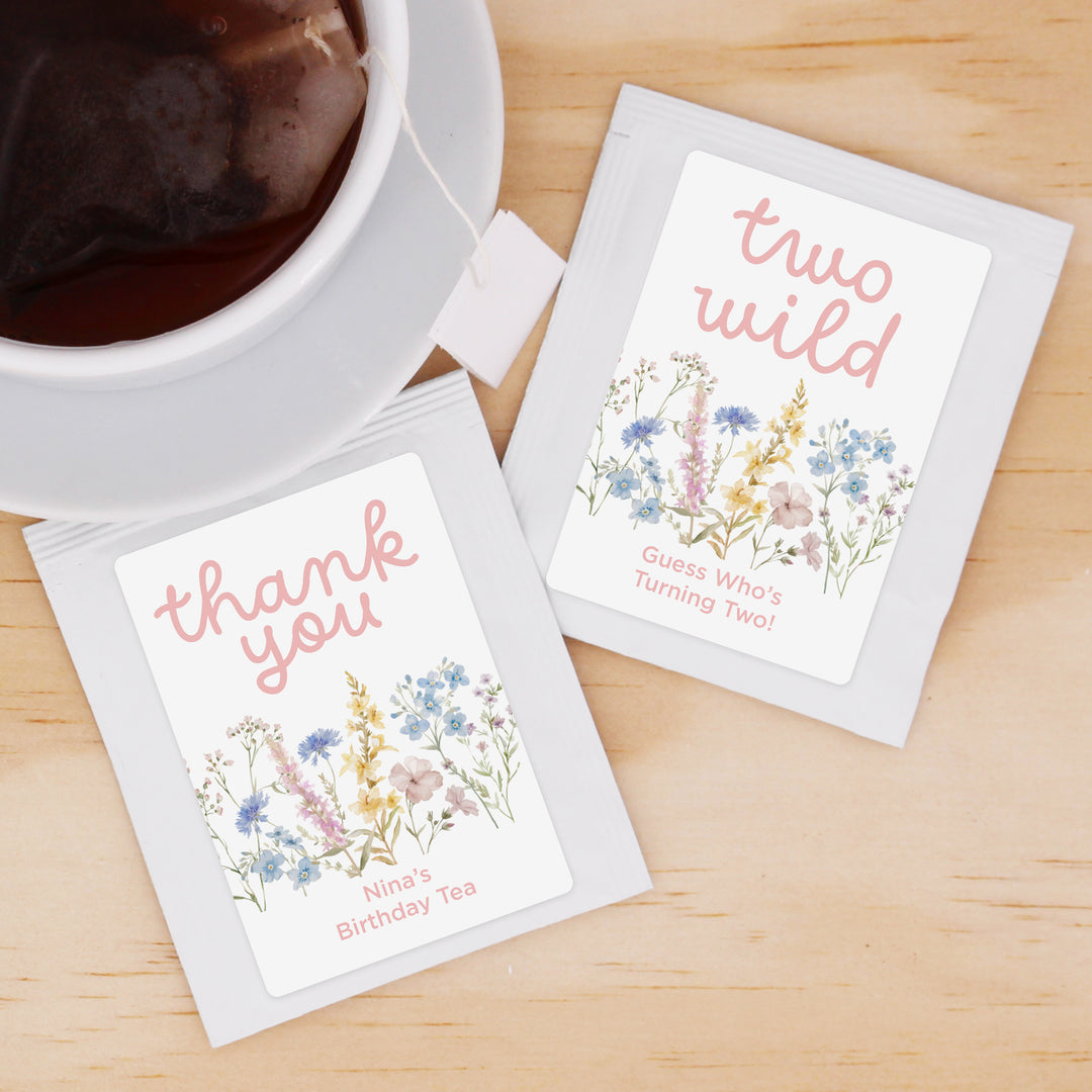 Little Wildflower Birthday, Wild One, Two Wild, Wild & Three, Birthday Tea Bags