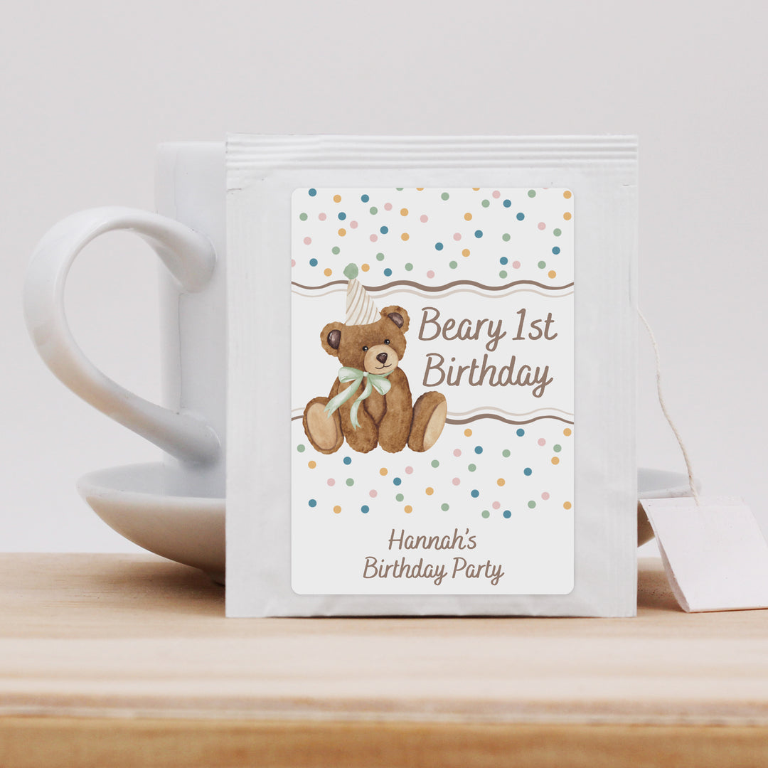 Bear Birthday, Beary 1st Birthday, Two Cute to Bear, Birthday Tea Bags